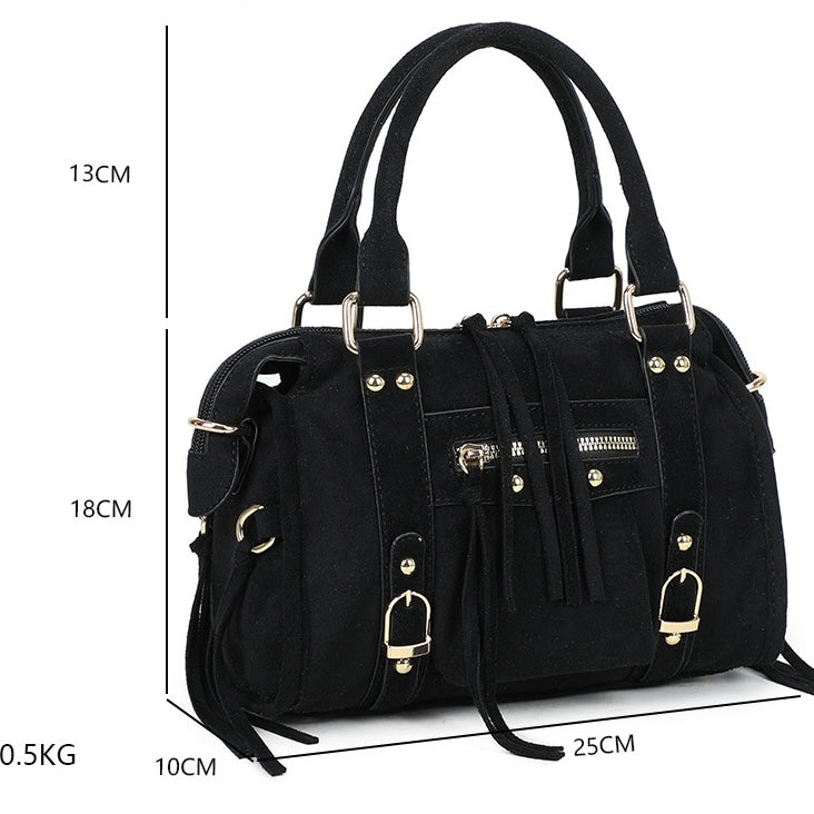 Liv Classic Suède Medium Tas - Zwart