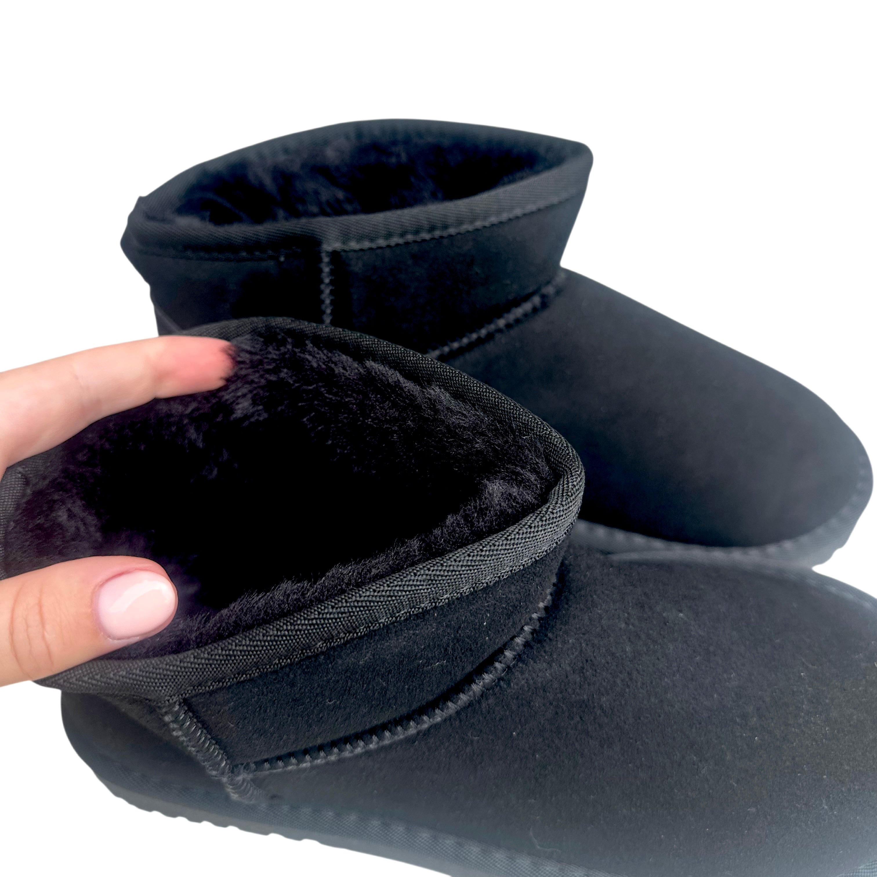 Fluffy Boots Lage Zool - Zwart