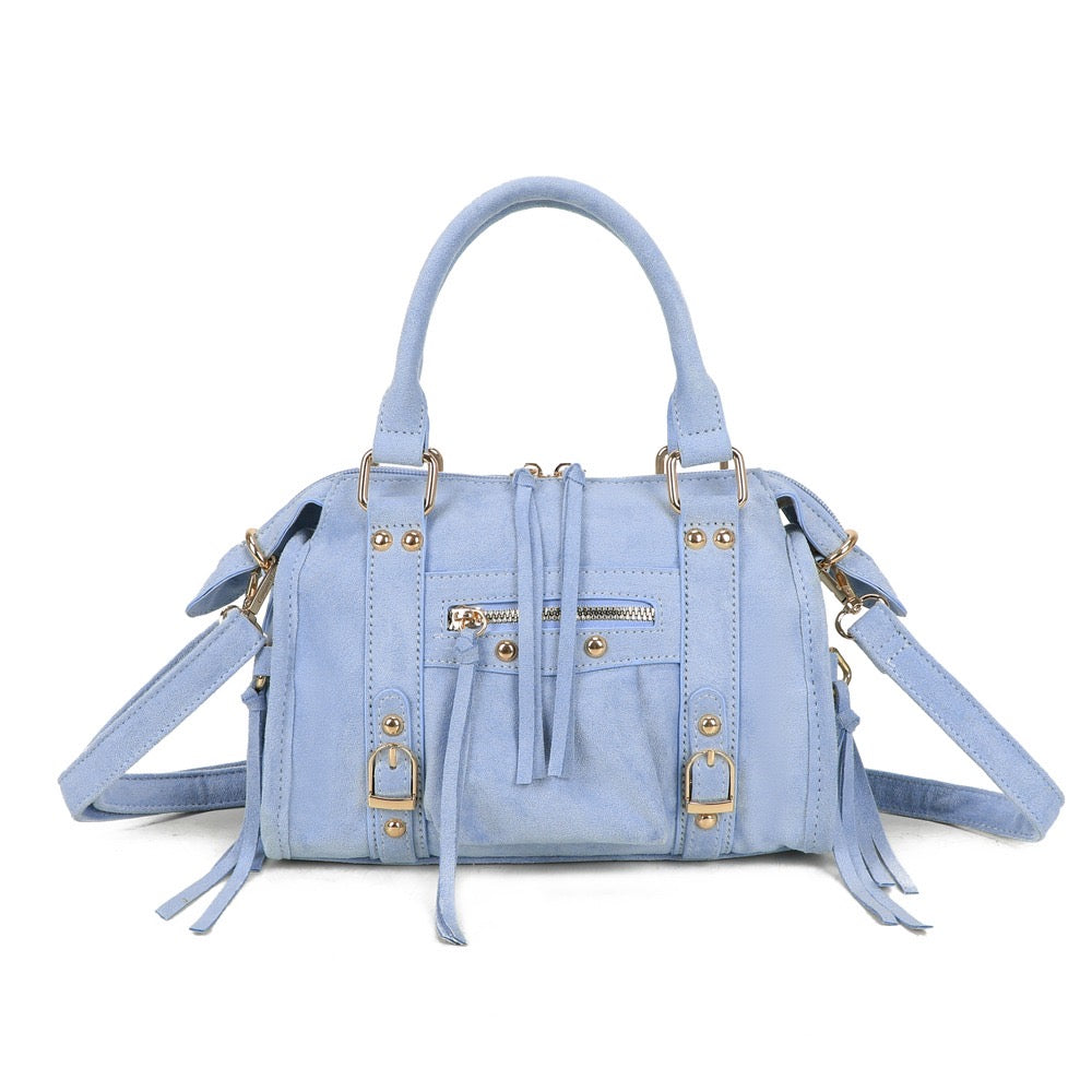 Liv Classic Suède Medium Tas - Baby Blauw