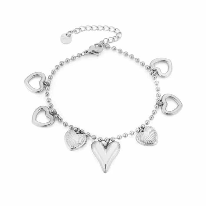 Bedels Statement Hearts Bracelet - Silver