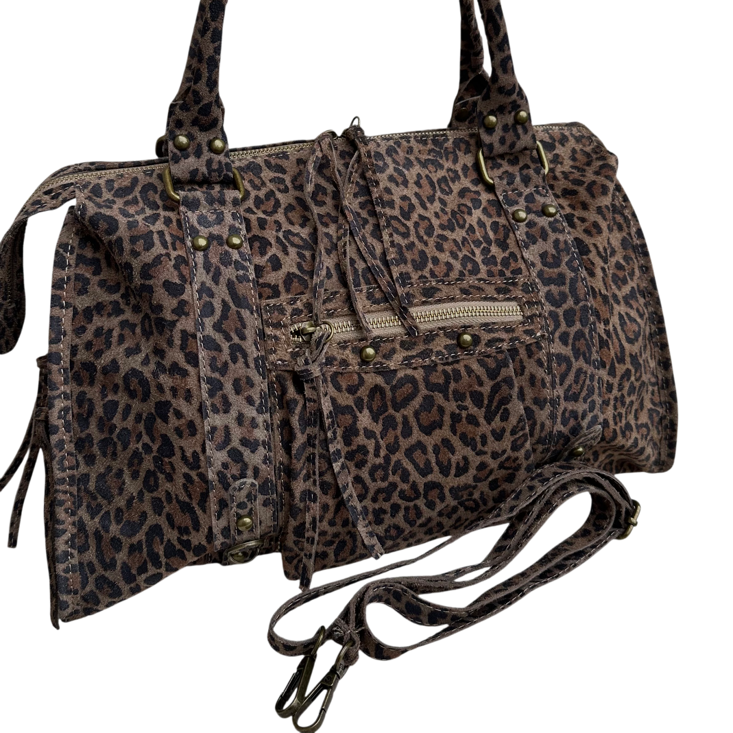 Liv Echt Leer XL Tas - Donker Leopard