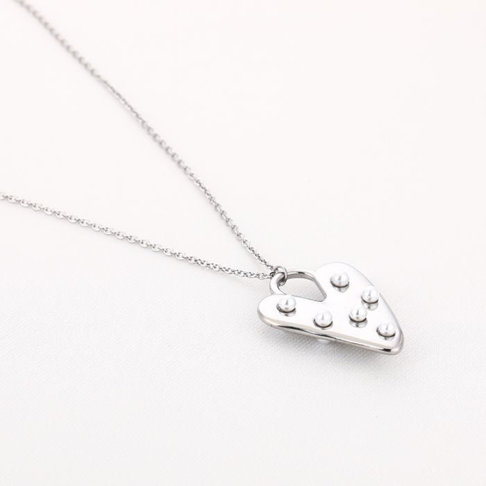 Parels Heart Necklace 80 cm - Silver