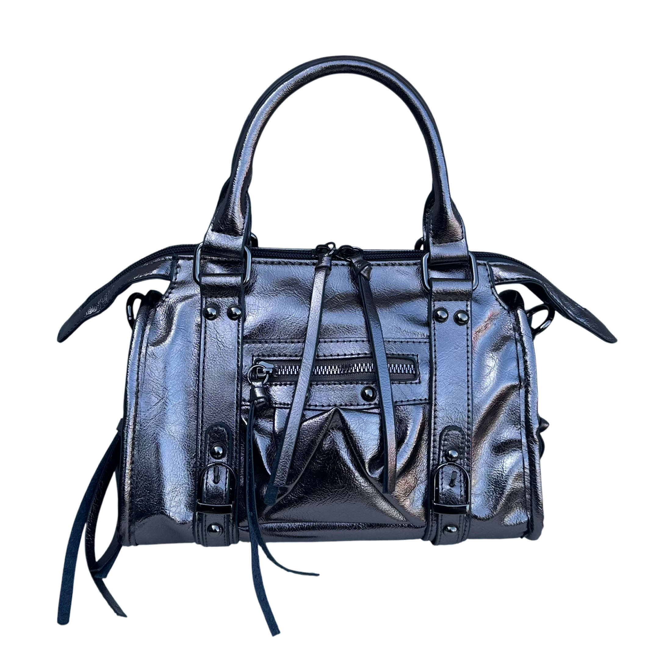 Liv Glowy Medium Tas - Glitter Donker Zilver