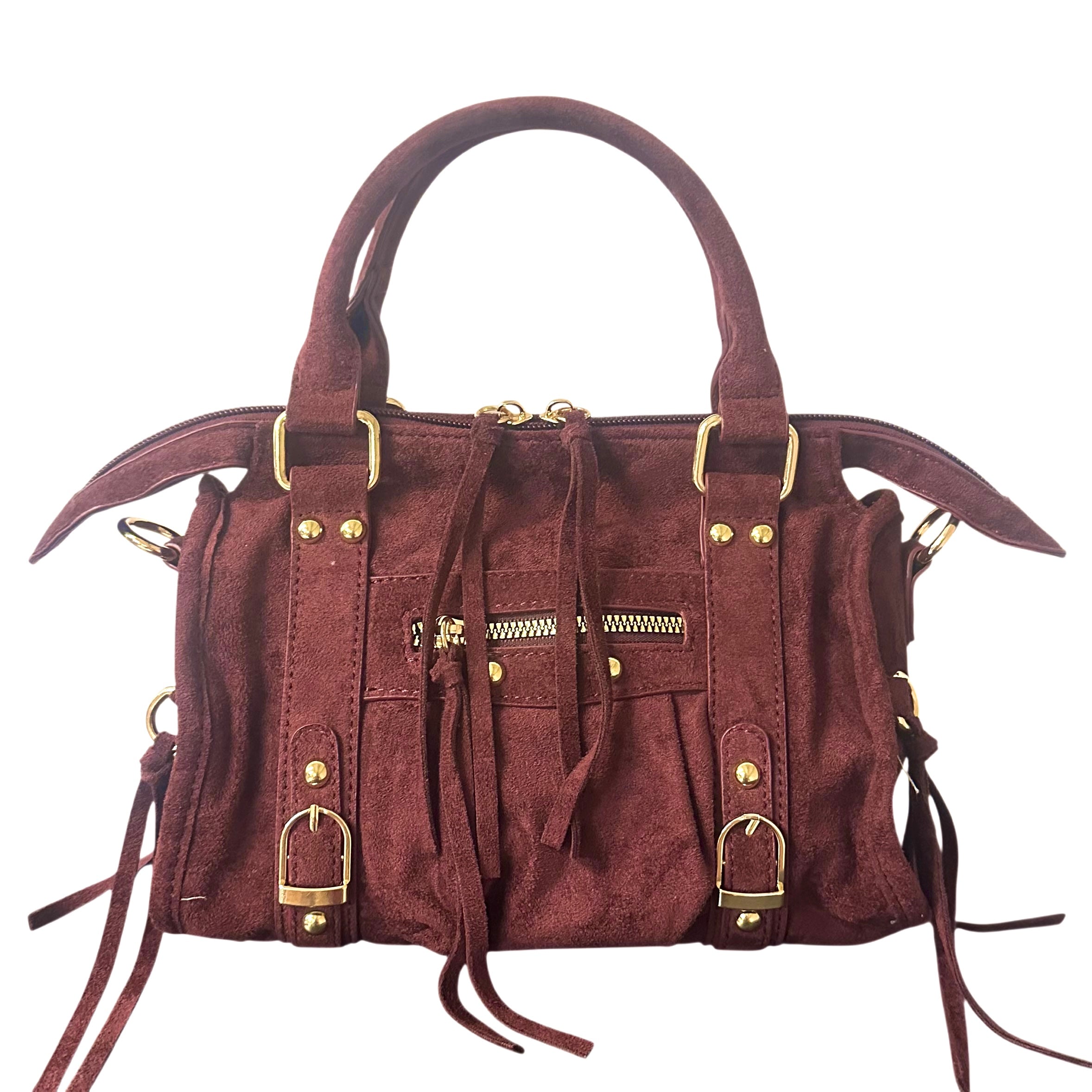 Liv Classic Suède Medium Tas - Burgundy