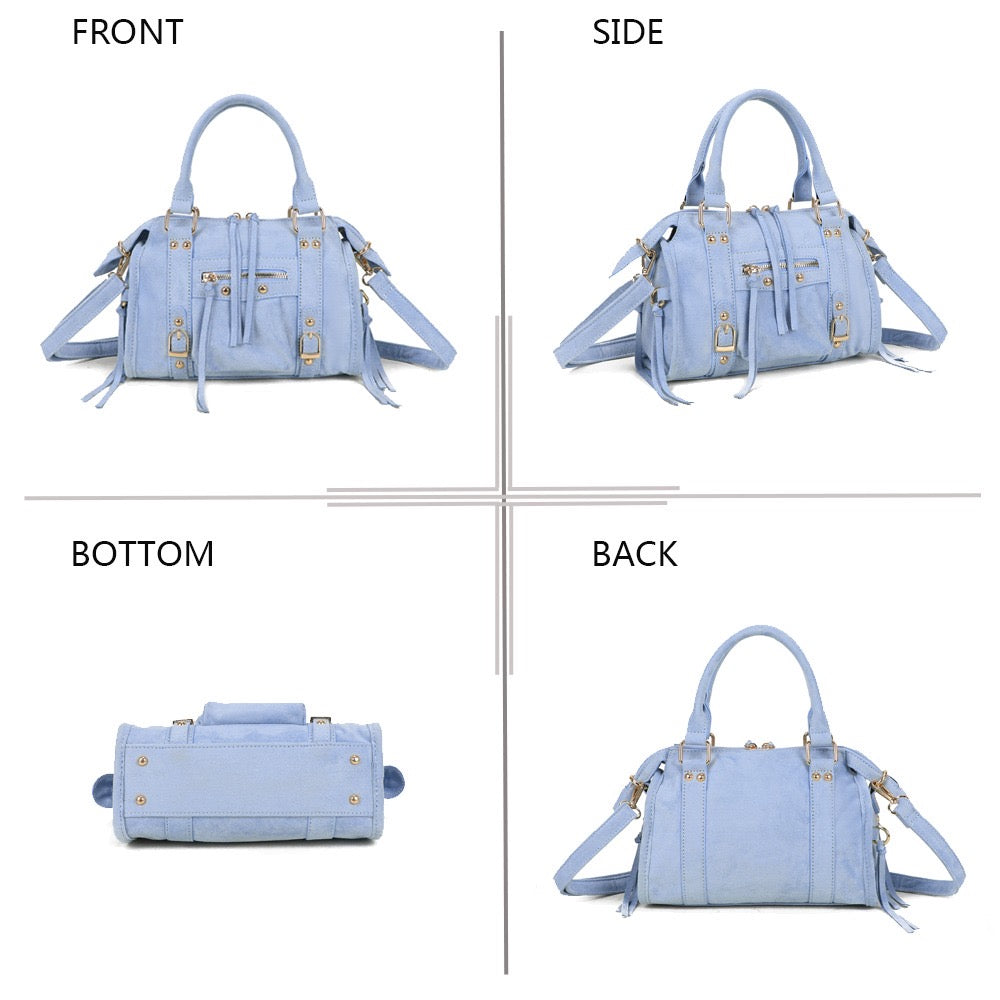 Liv Classic Suède Medium Tas - Baby Blauw