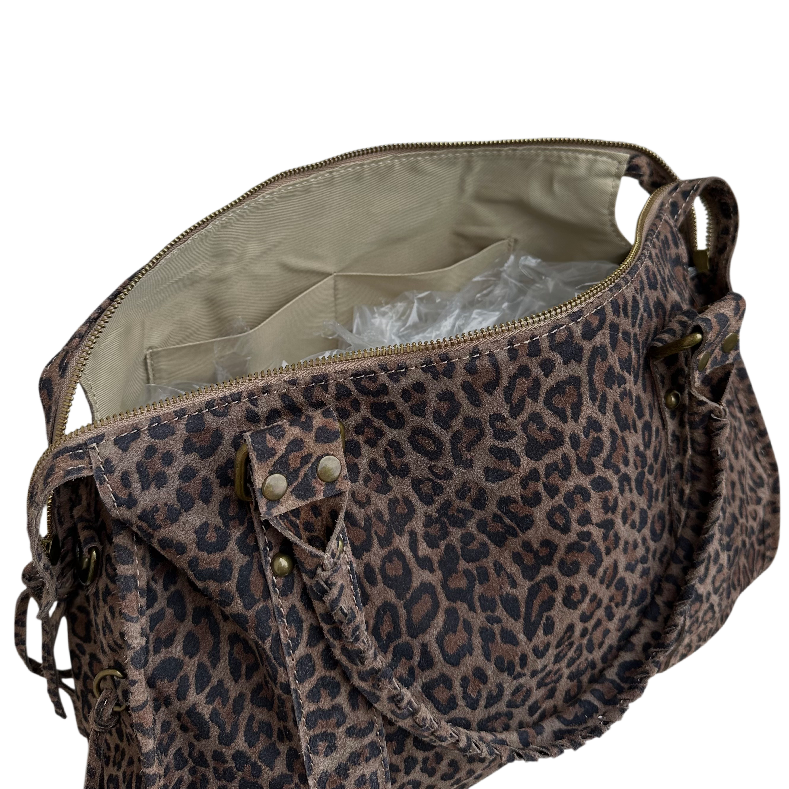 Liv Echt Leer XL Tas - Donker Leopard