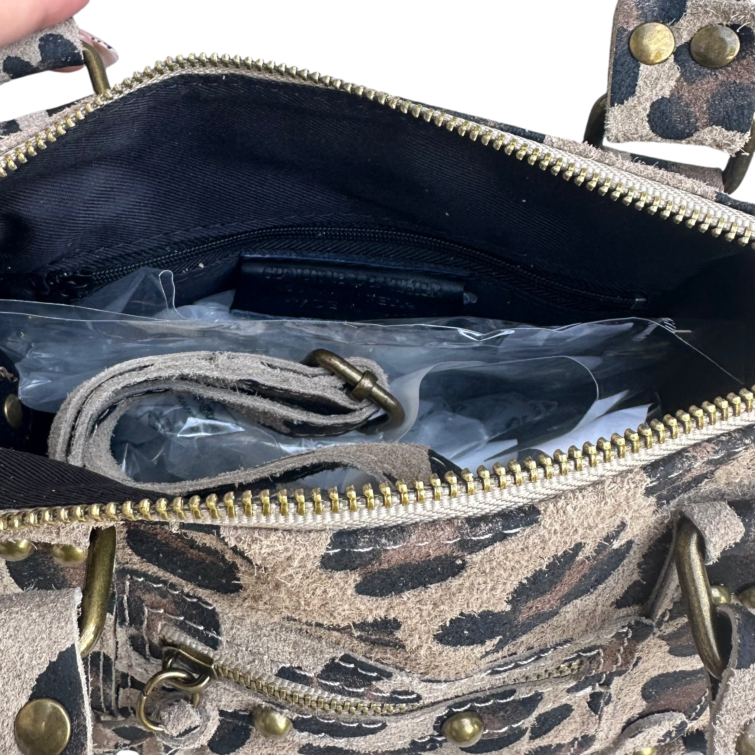 Liv Echt Leer Medium Tas - Licht Leopard