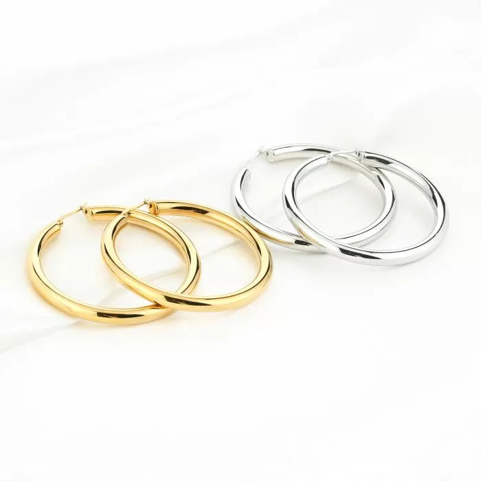 Basic Large Carlijn Hoops Earrings - Gold