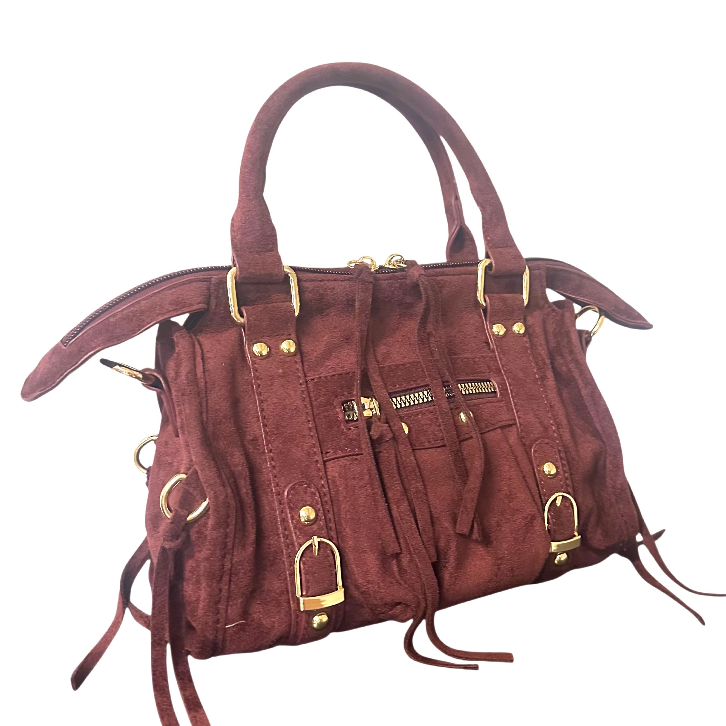 Liv Classic Suède Medium Tas - Burgundy
