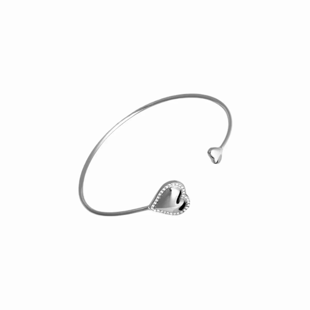 Bangel Open Heart Bracelet - Silver