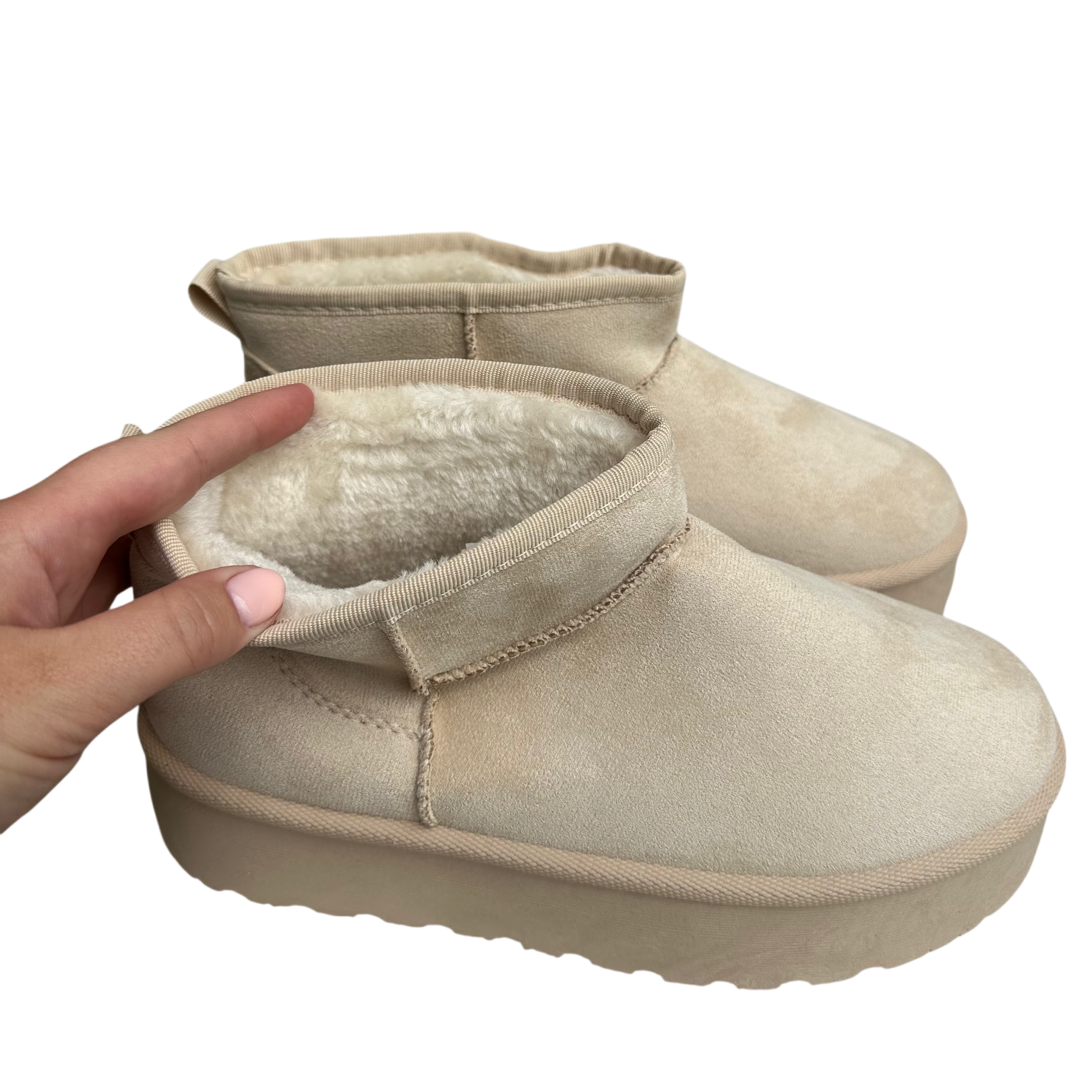 Fluffy Boots Hoge Zool - Beige