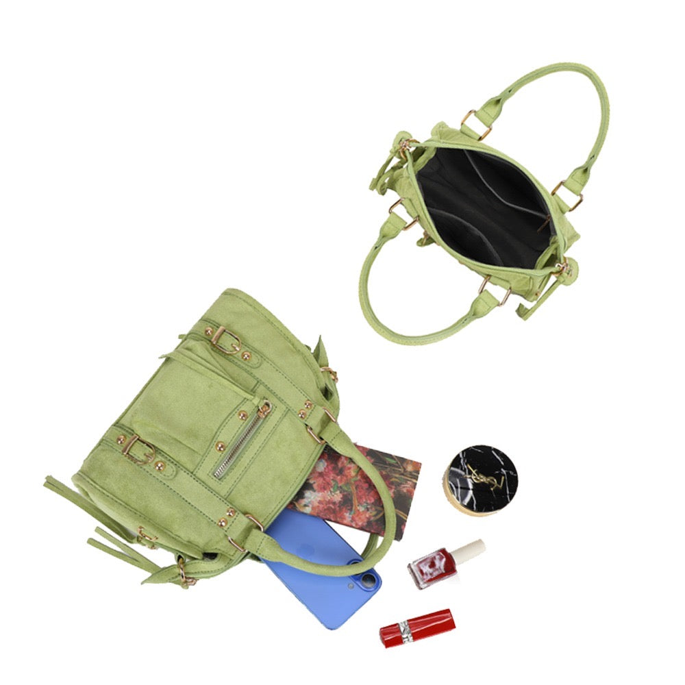 Liv Classic Suède Medium Tas - Appeltjes Groen