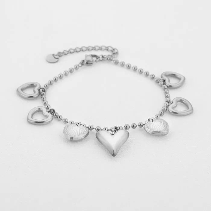 Bedels Statement Hearts Bracelet - Silver