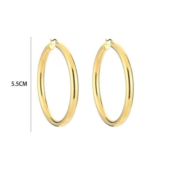 Basic Large Carlijn Hoops Earrings - Gold