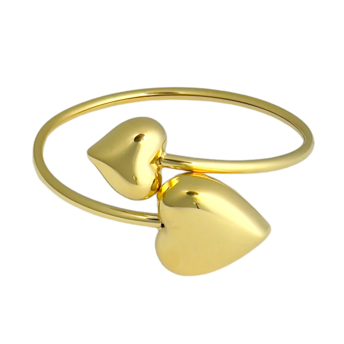 Double Heart Bangle Bracelet - Gold
