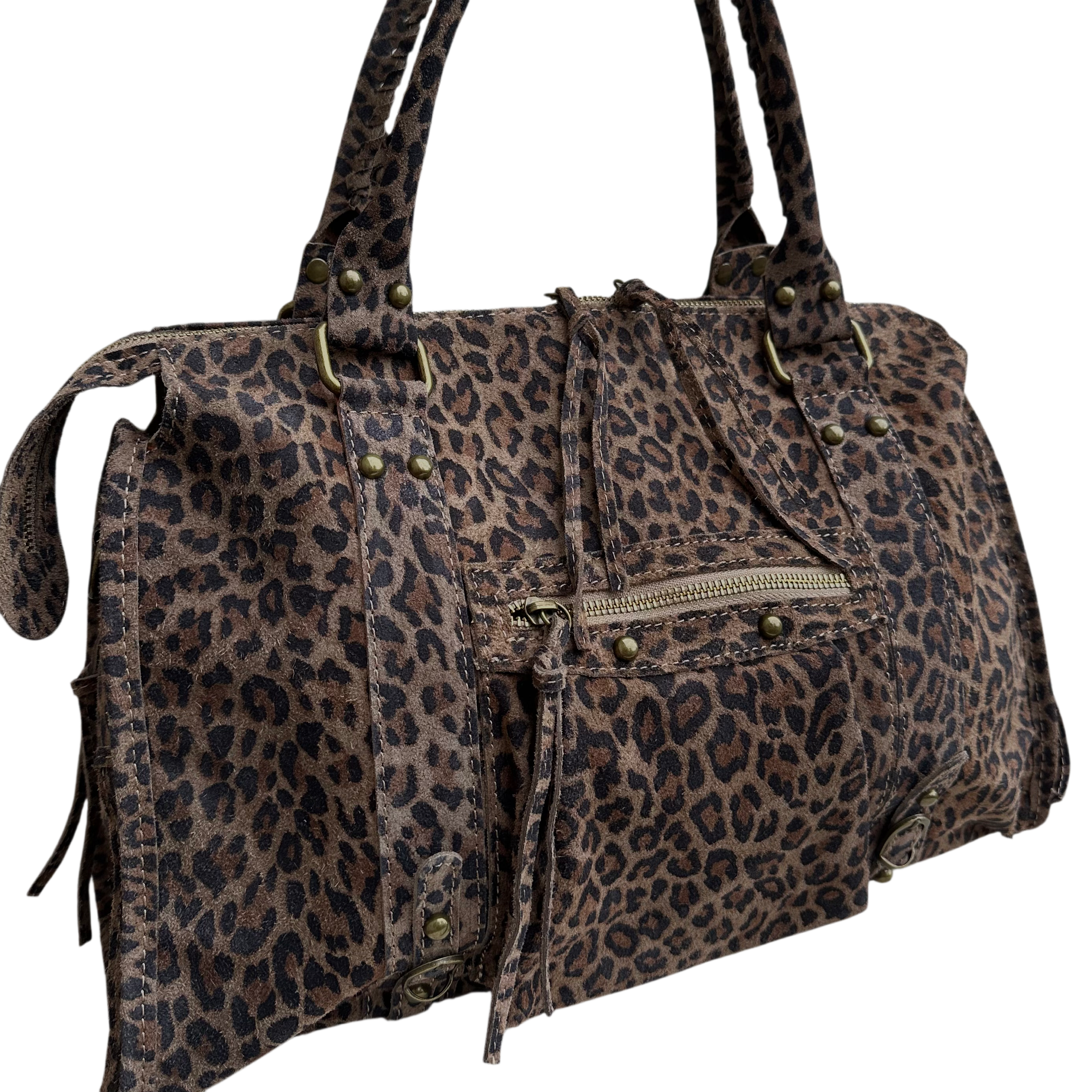 Liv Echt Leer XL Tas - Donker Leopard