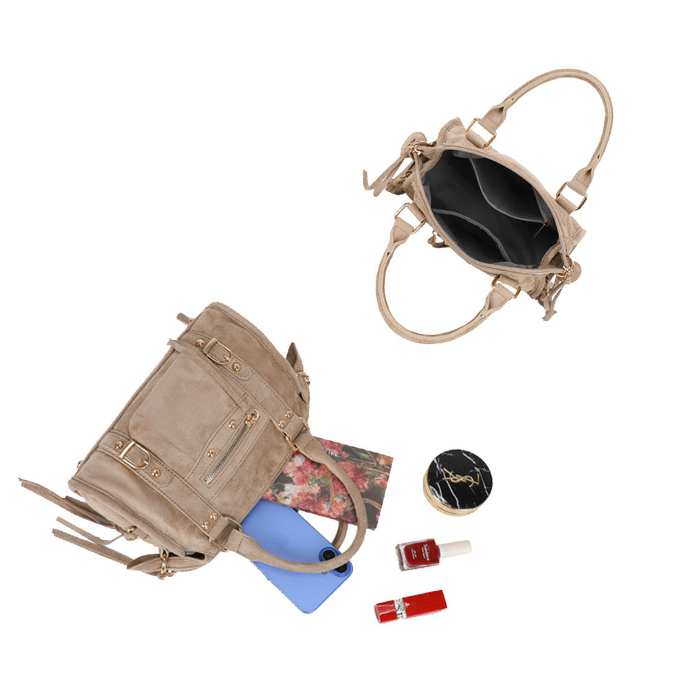 Liv Classic Suède Medium Tas - Apricot