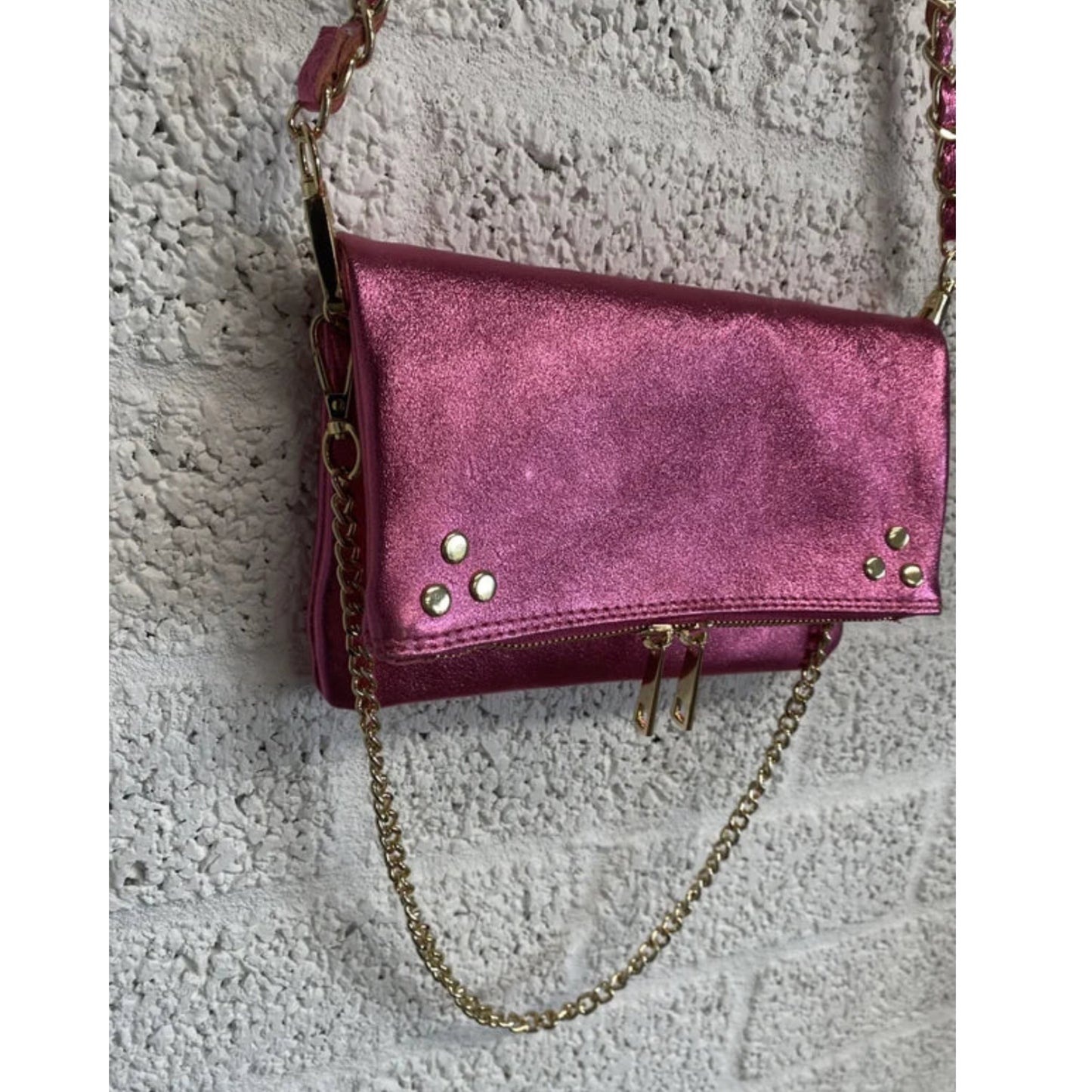 Daniek Metallic Tas Echt Leer - Roze