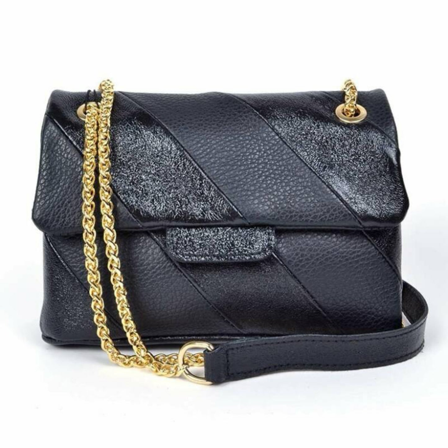 Tas Metallic Zwart - Echt Leer