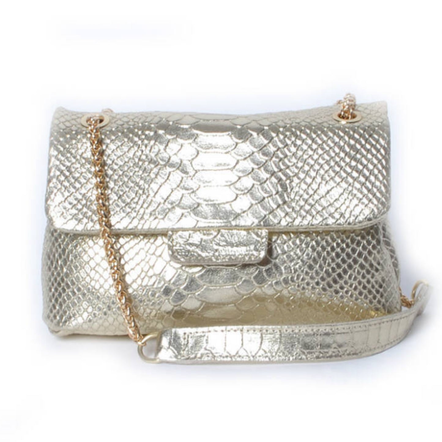 Tas Metallic Croco Goud - Echt Leer