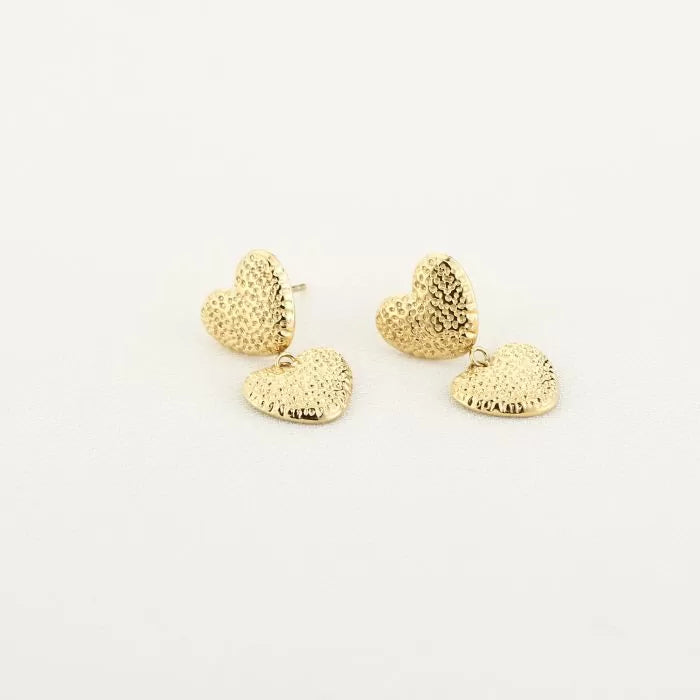 Dotted Heart Earrings - Gold