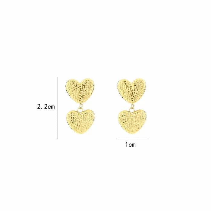 Dotted Heart Earrings - Gold