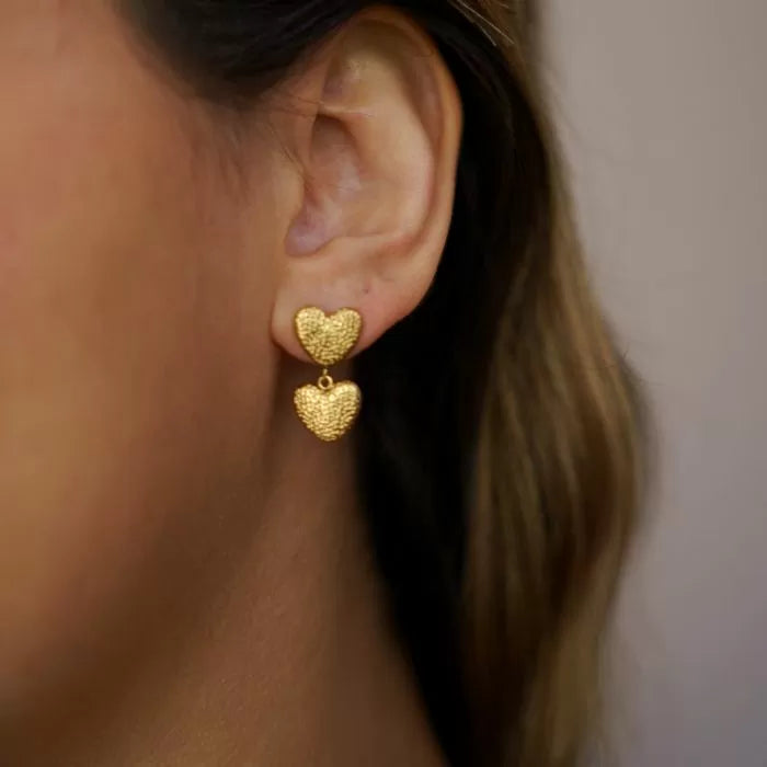 Dotted Heart Earrings - Gold
