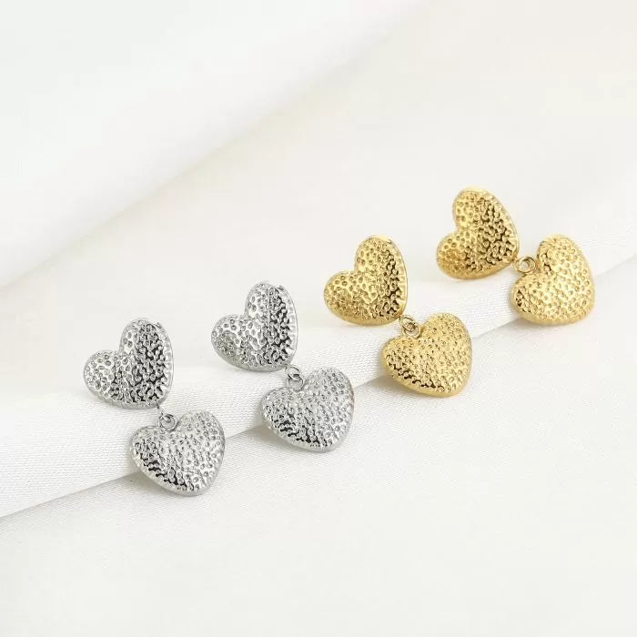 Dotted Heart Earrings - Gold