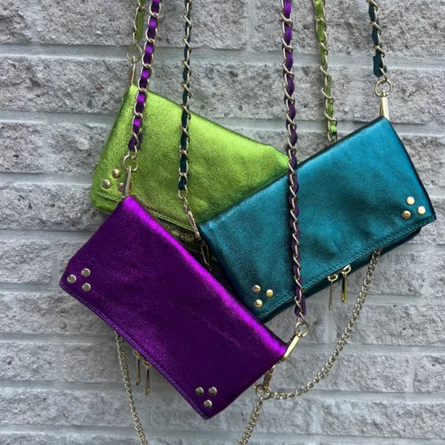 Daniek Metallic Echt Leer Tas - Paars