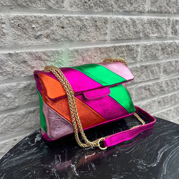 Tas Metallic Regenboog Disco - Echt Leer