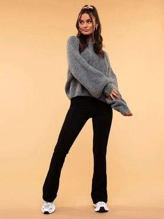 Rib Flared Broek Alina zonder Split - Zwart