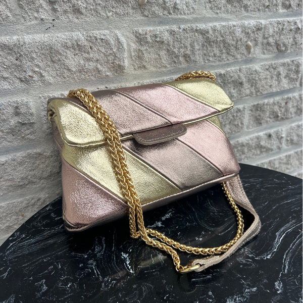 Tas Metallic Regenboog Champagne - Echt Leer