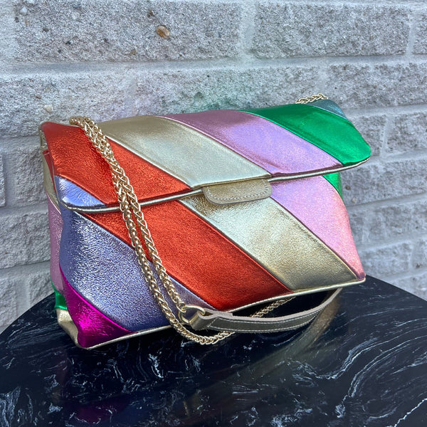 Tas Metallic Regenboog Origineel XL - Echt Leer