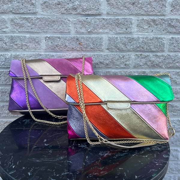 Tas Metallic Regenboog Origineel XL - Echt Leer