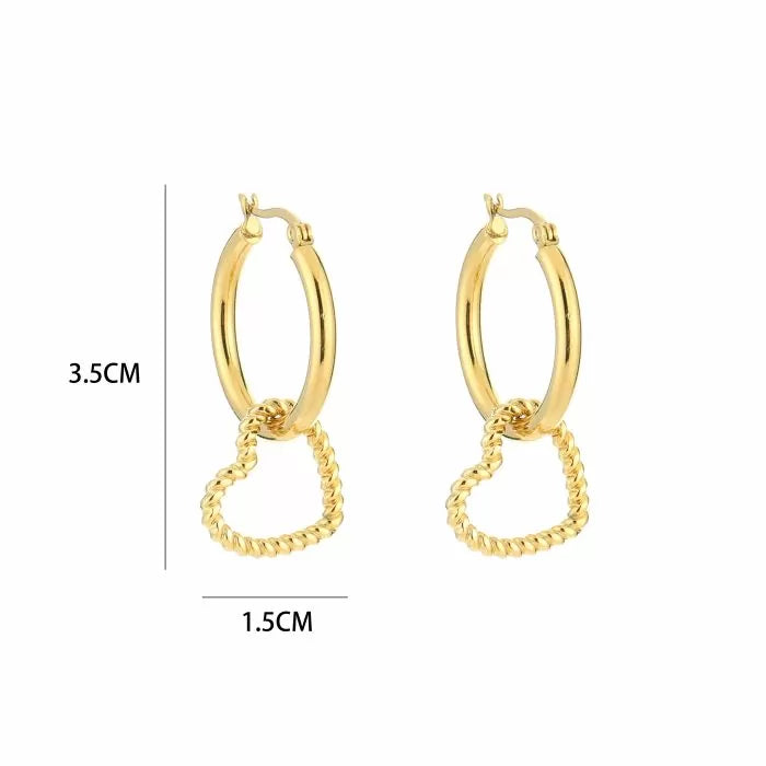 Open Twisted Heart Earrings - Gold