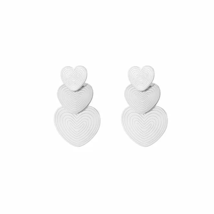 Sandy Heart Earrings - Silver