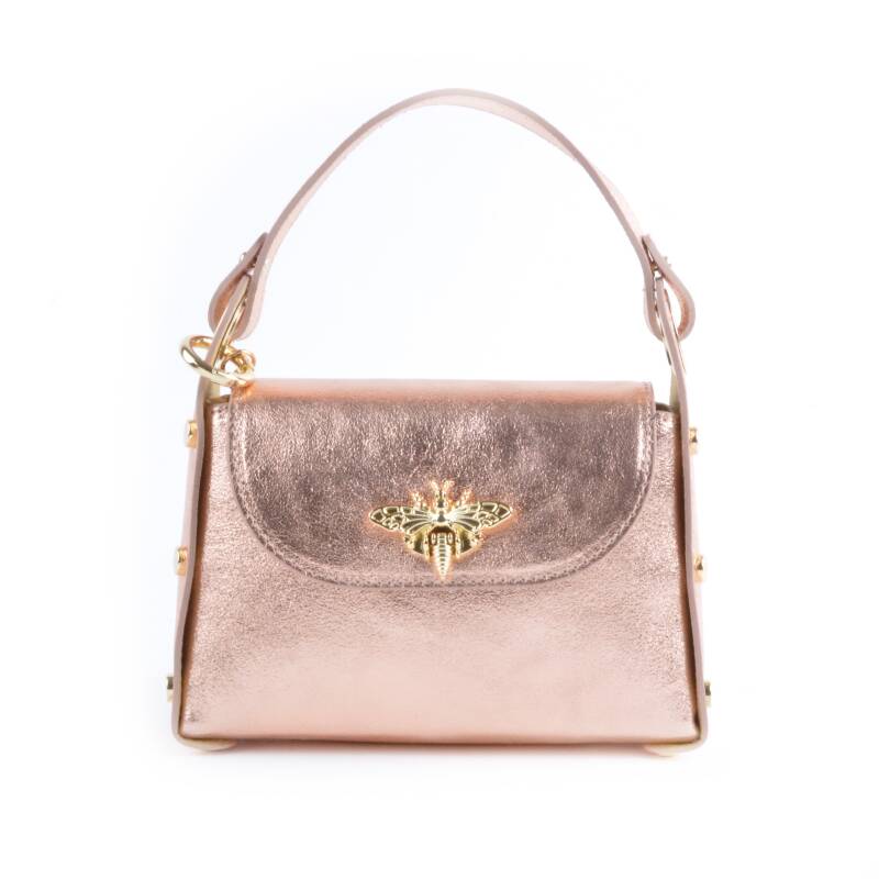 Tas Echt Leer Bee - Metallic Rosé