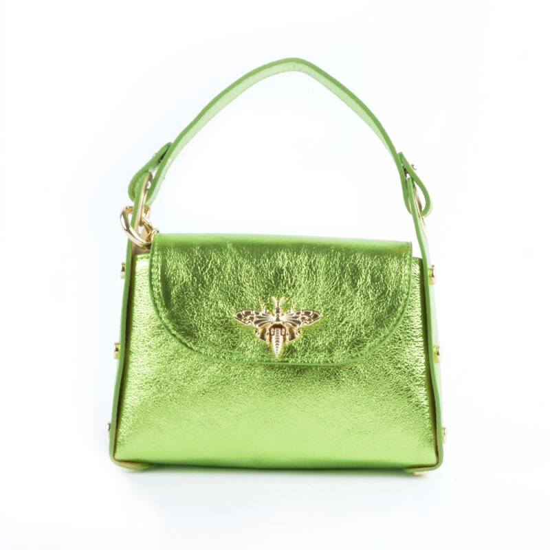 Tas Echt Leer Bee - Metallic Groen