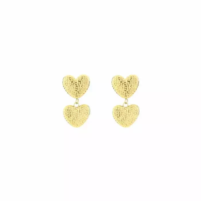 Dotted Heart Earrings - Gold
