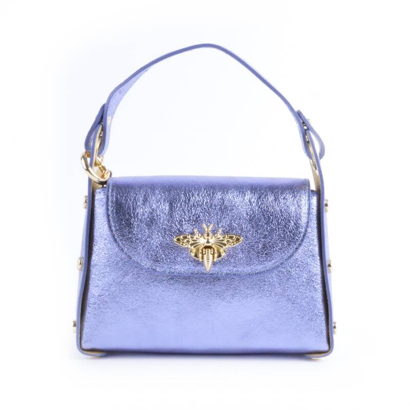 Tas Echt Leer Bee - Metallic Lila