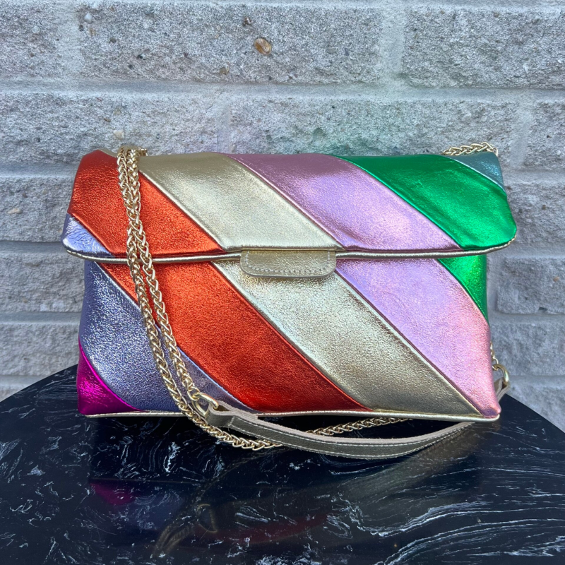 Tas Metallic Regenboog Origineel XL - Echt Leer