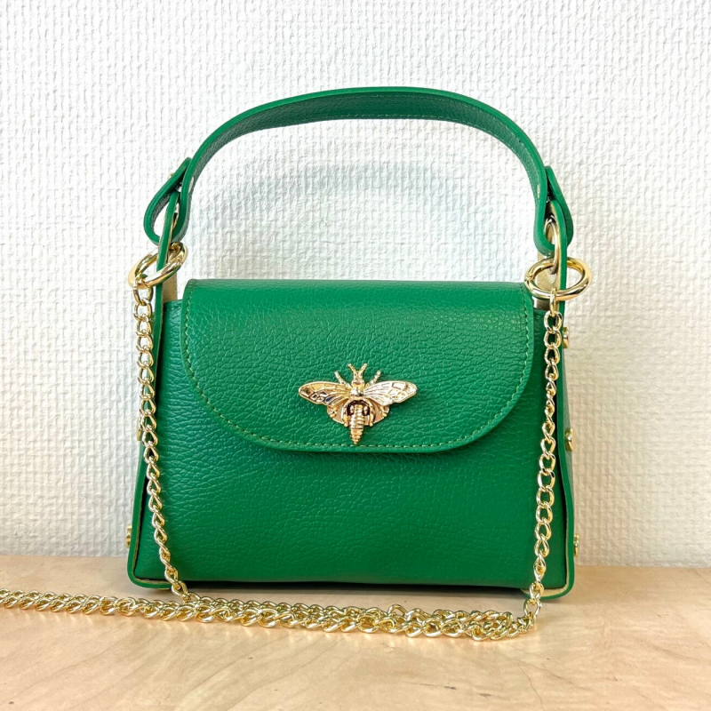 Tas Echt Leer Bee - Groen