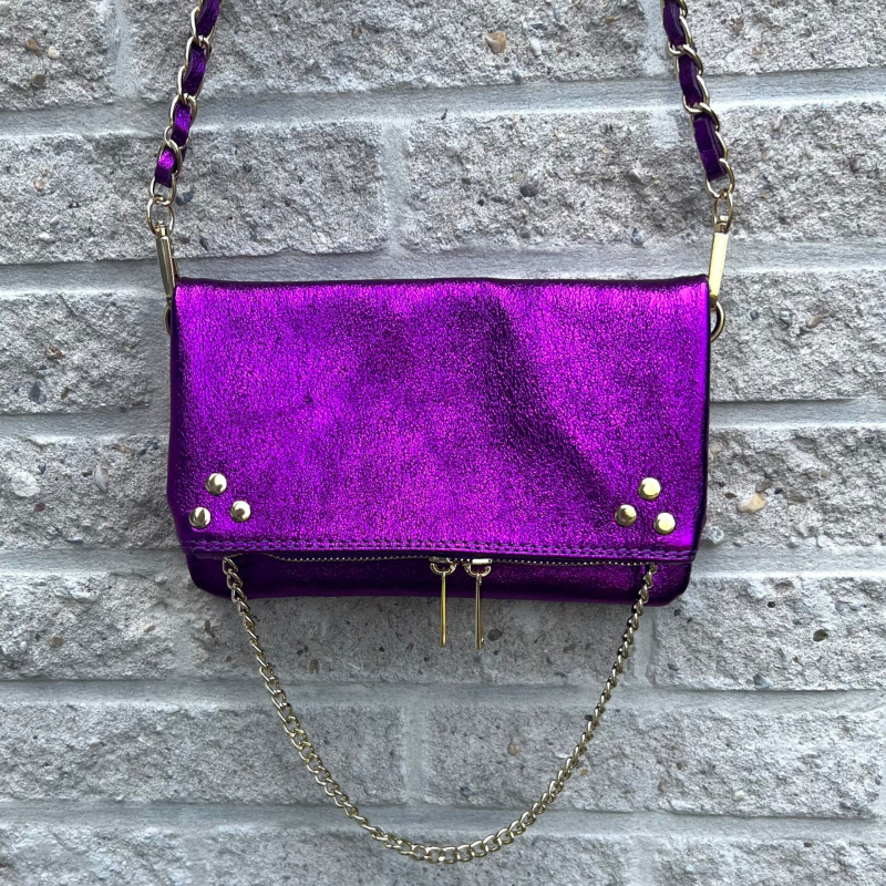Daniek Metallic Echt Leer Tas - Paars