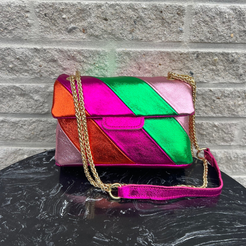 Tas Metallic Regenboog Disco - Echt Leer