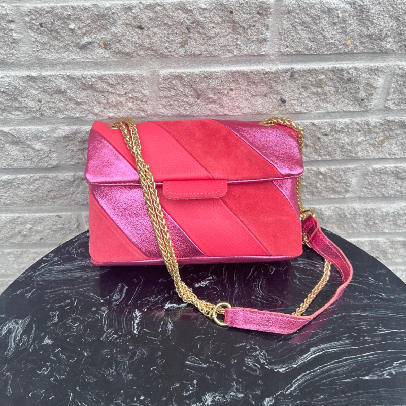 Tas Metallic Regenboog Licht Roze - Echt Leer