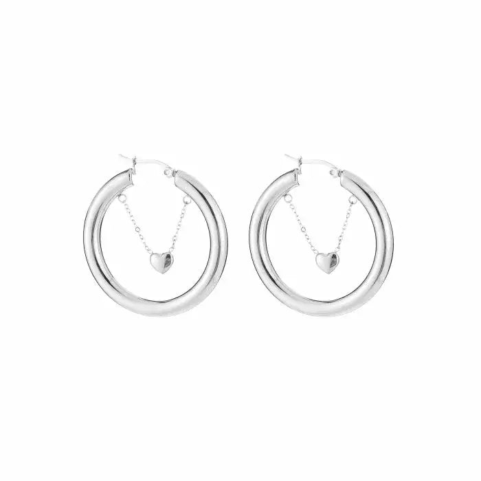 Hoop With Heart Earrings - Silver - Sieradenbycelin Sieradenbycelin Sieradenbycelin