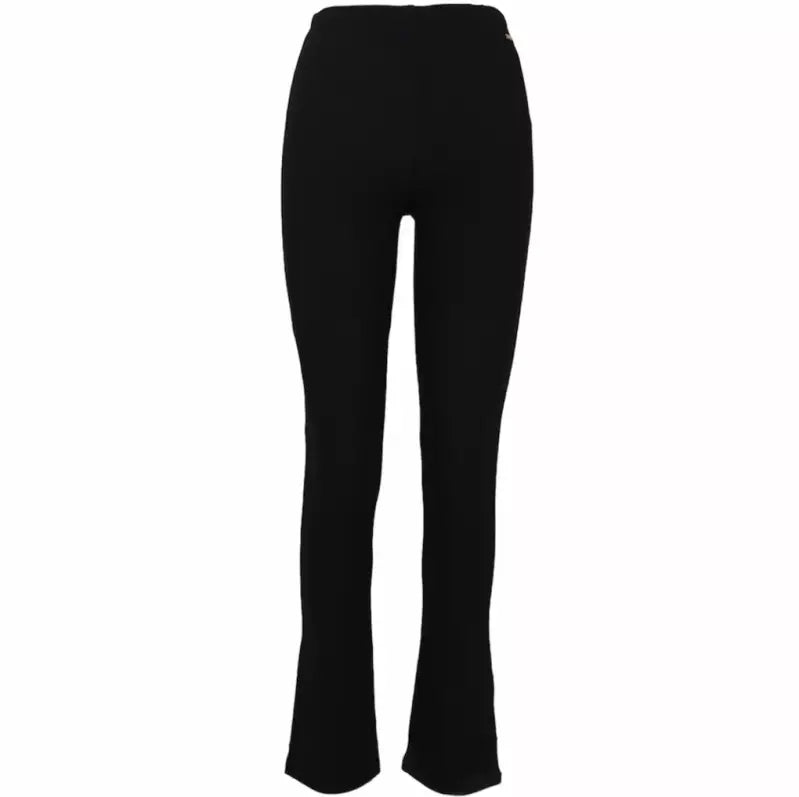 Rib Flared Broek Minta met Split - Zwart