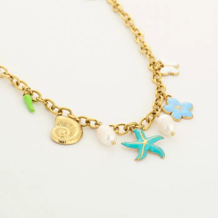 Figure See Blue Necklace - Gold