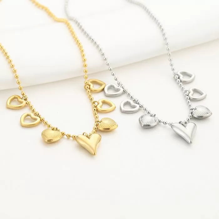 Bedels Statement Hearts Necklace - Gold