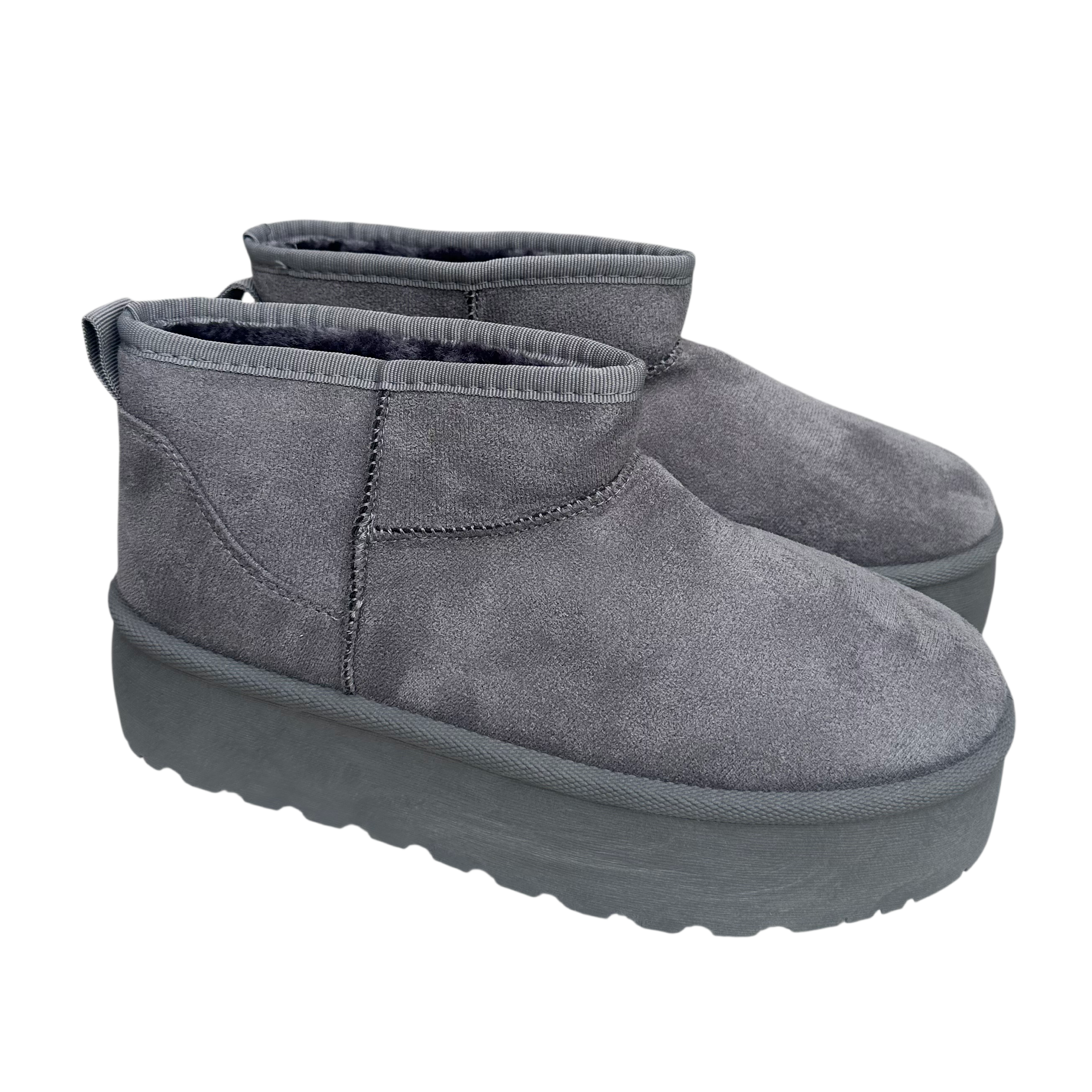 Fluffy Boots Hoge Zool - Grijs